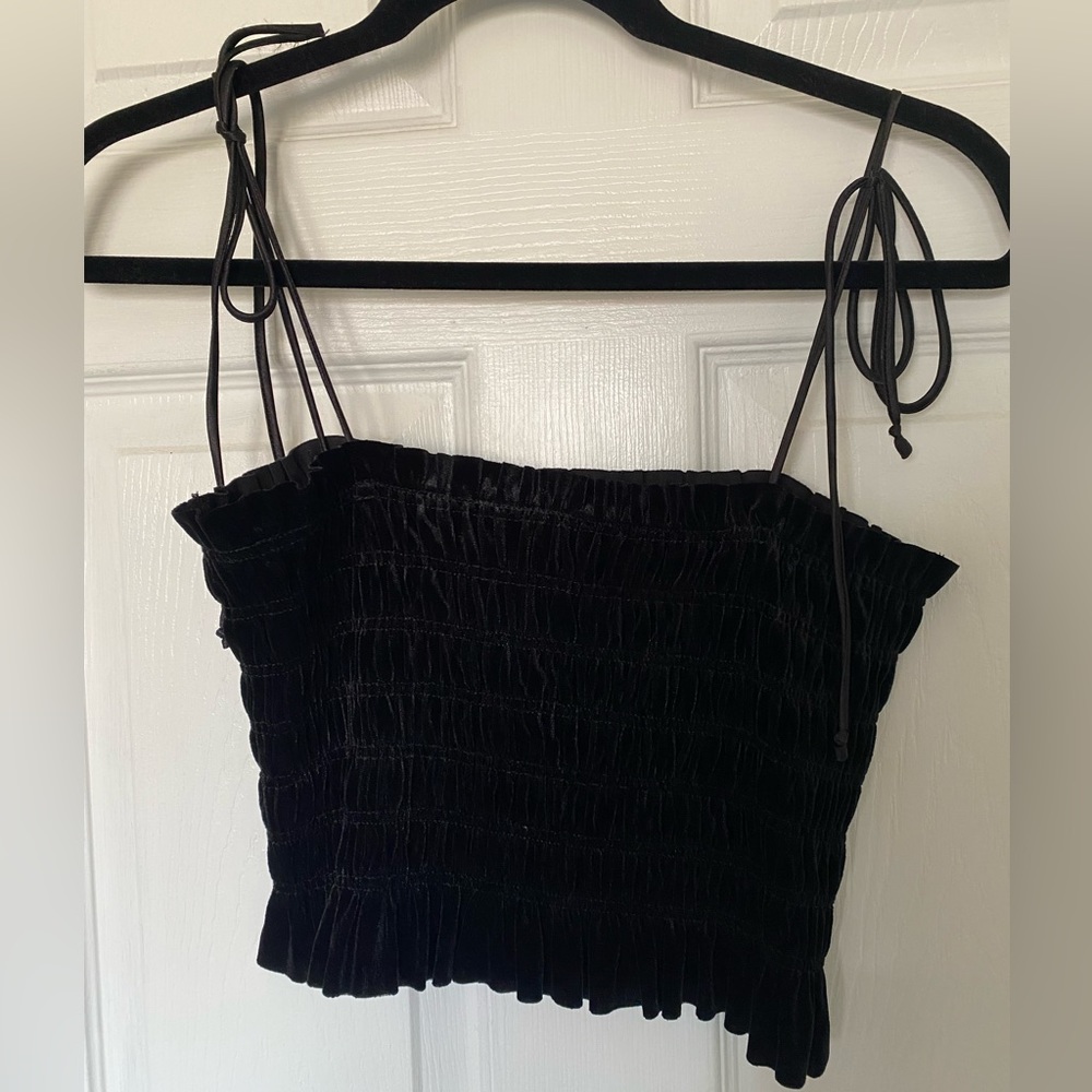 Black velvet crop top